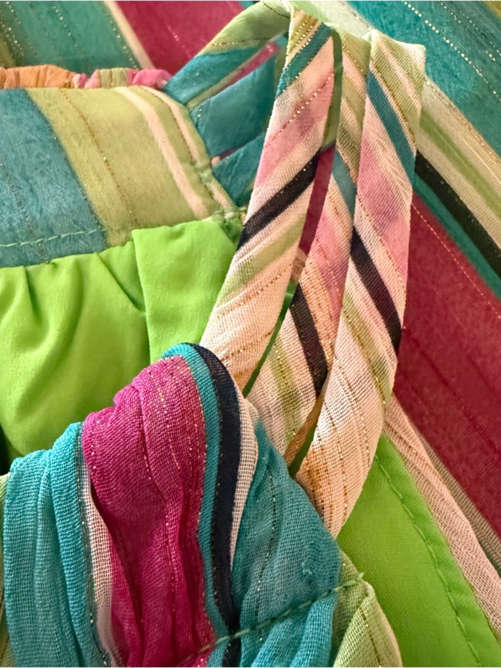 Maggie London Layla Halter Maxi Dress Seville Stripe Green Magenta NWT - Picture 6 of 8